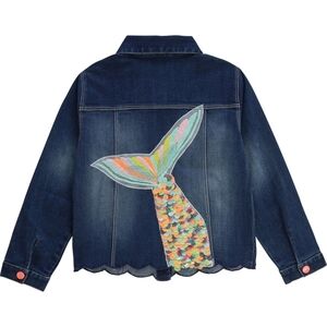 Billieblush Girls Denim Jacket with Colorful Mermaid Sequins Tail Size 8Y / 125